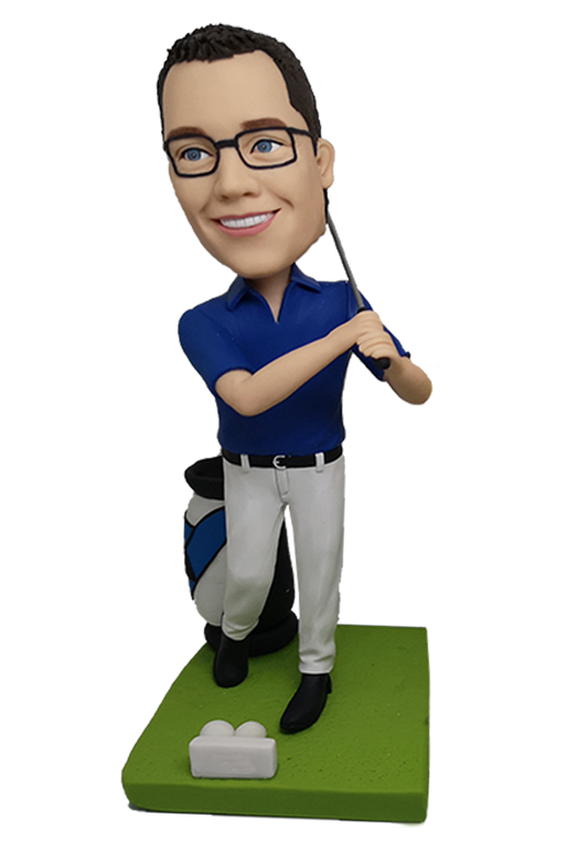 Blue Golfer Custom Bobblehead