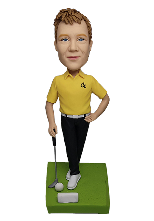 Yellow Polo Golfer Custom Bobblehead