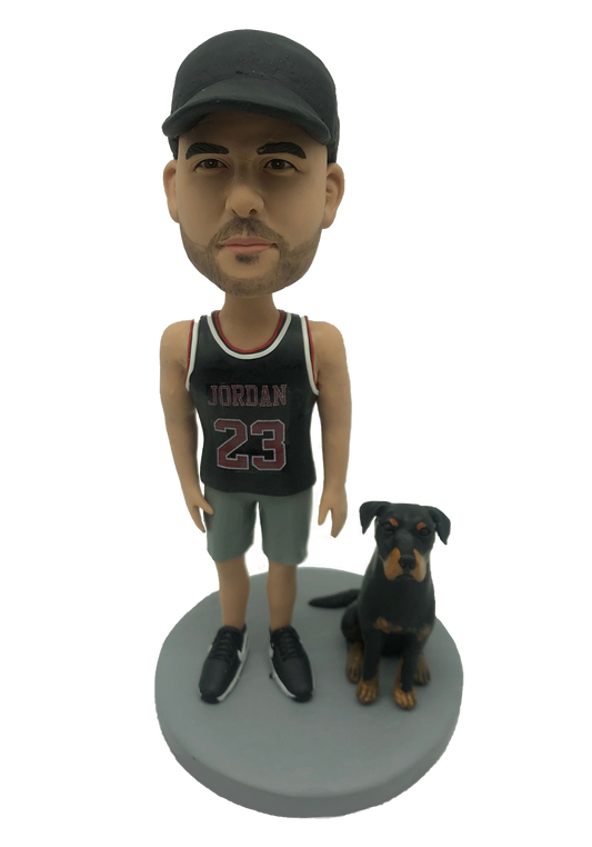 Basketball Fan and Dog Custom Bobblehead