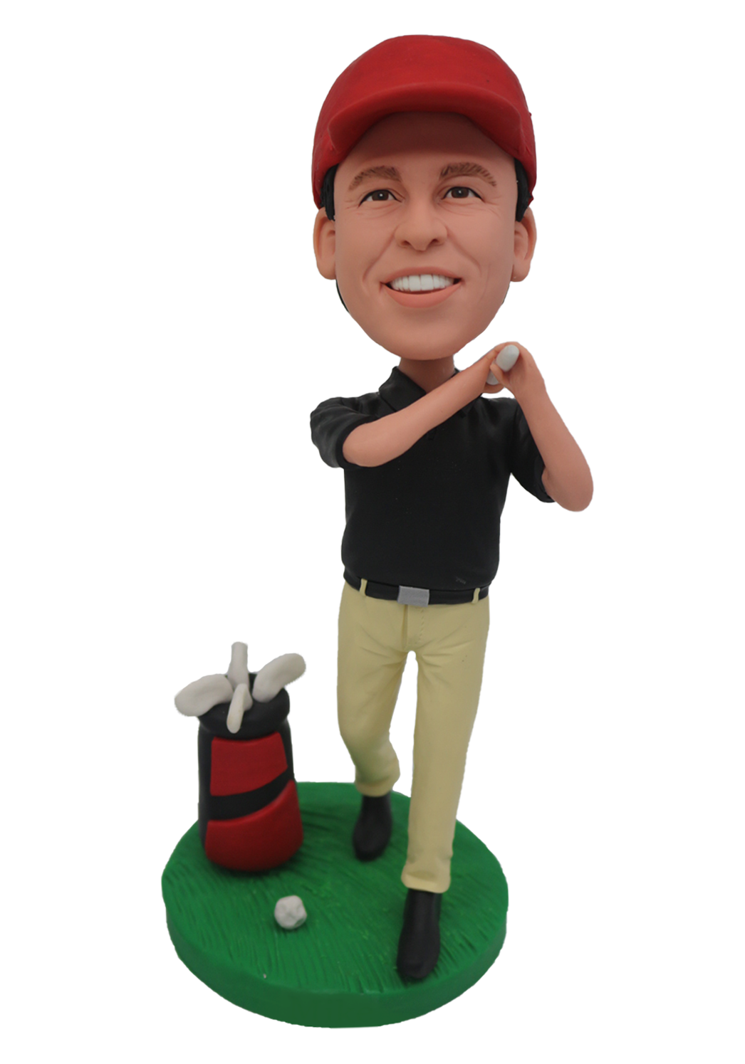Black Tee Golfer Custom Bobblehead