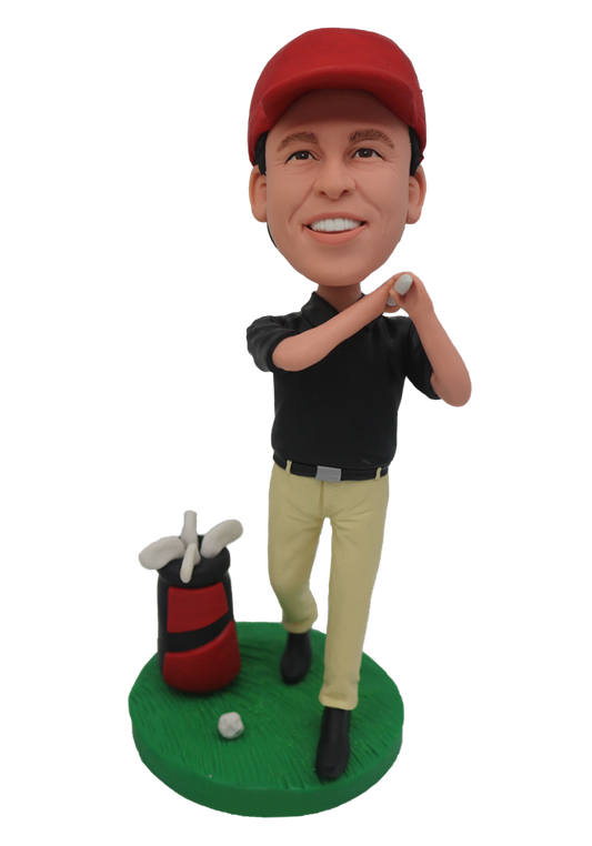 Black Tee Golfer Custom Bobblehead