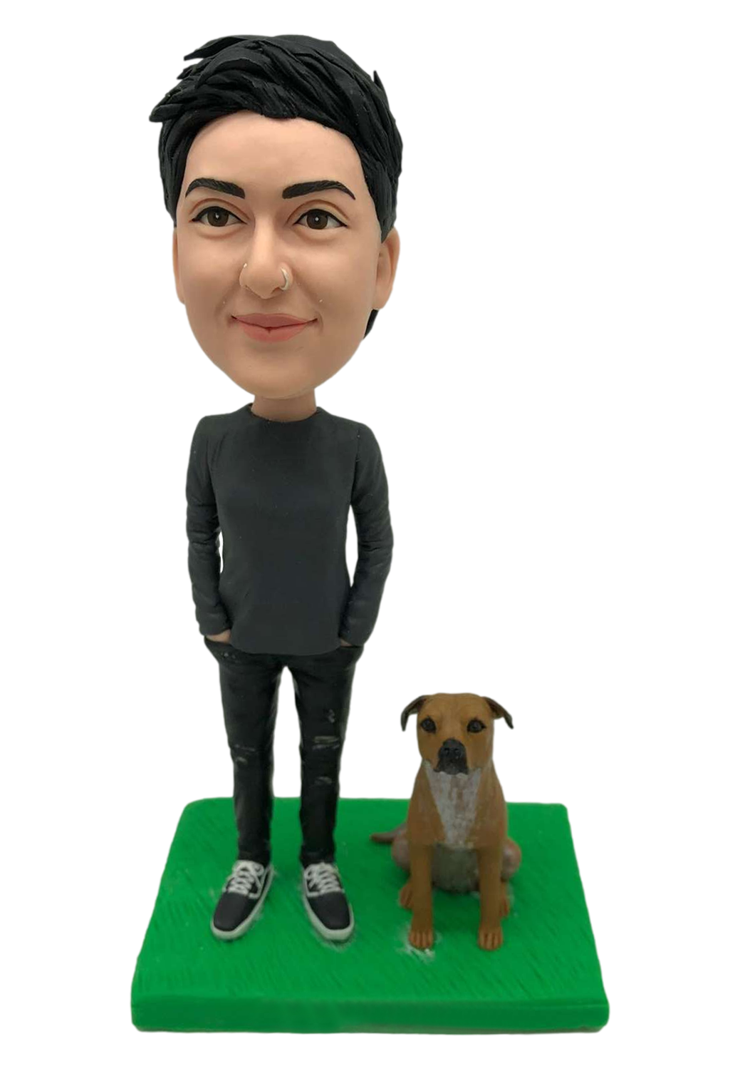 Casual Girl and Dog Custom Bobblehead