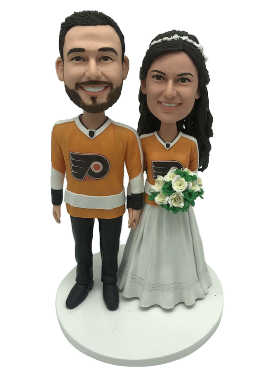 Hockey Couple Wedding Bobbleheads
