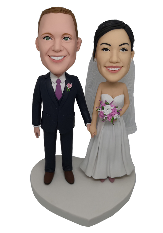 Purple Tie Wedding Bobbleheads