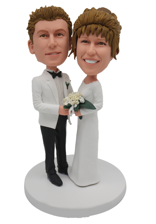 White Suit Wedding Custom Bobblehead