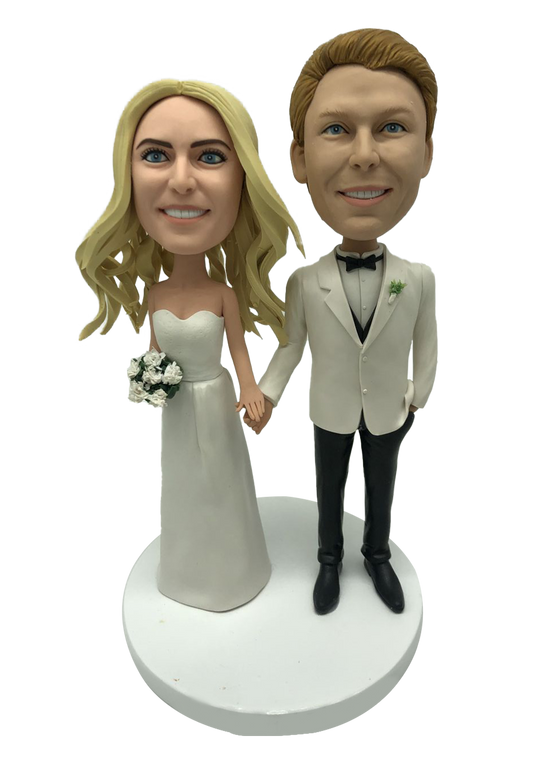 White Suit Wedding Custom Bobbleheads